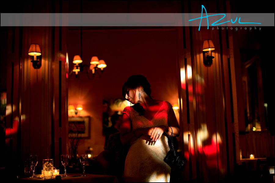 Creative Wedding Dance Lights Light dances off the walls of Cafe Luna in Raleigh North Carolina.
