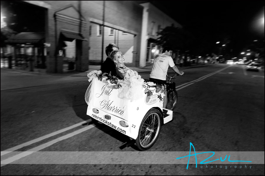 Heading to the honeymoon Richshaw wedding transport couple to hotel