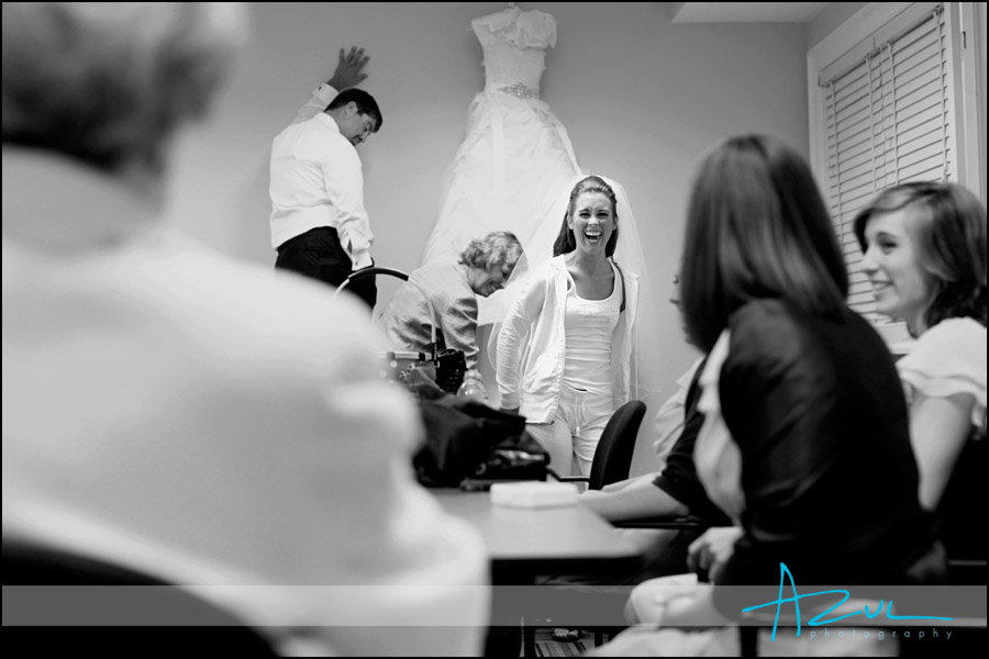 Bride at St. Mary's before the wedding ceremony in Raleigh.