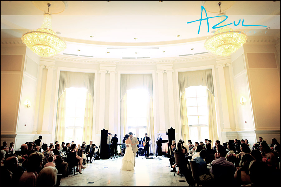 Photography of the State Club main ballroom wedding reception, Raleigh NC