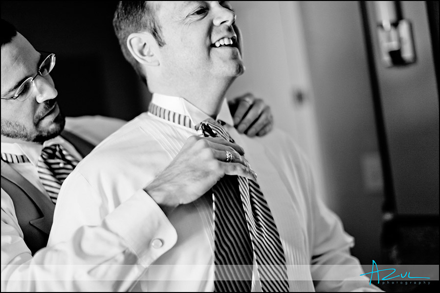Groom getting ready Raleigh wedding photographer NC