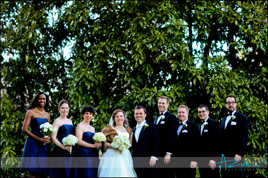 Unique portrait of the bridal party in Chapel Hill NC
