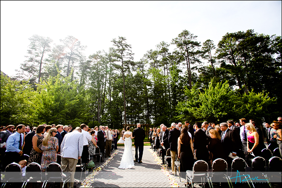 Walking down the aisle Raleigh wedding ceremony NC