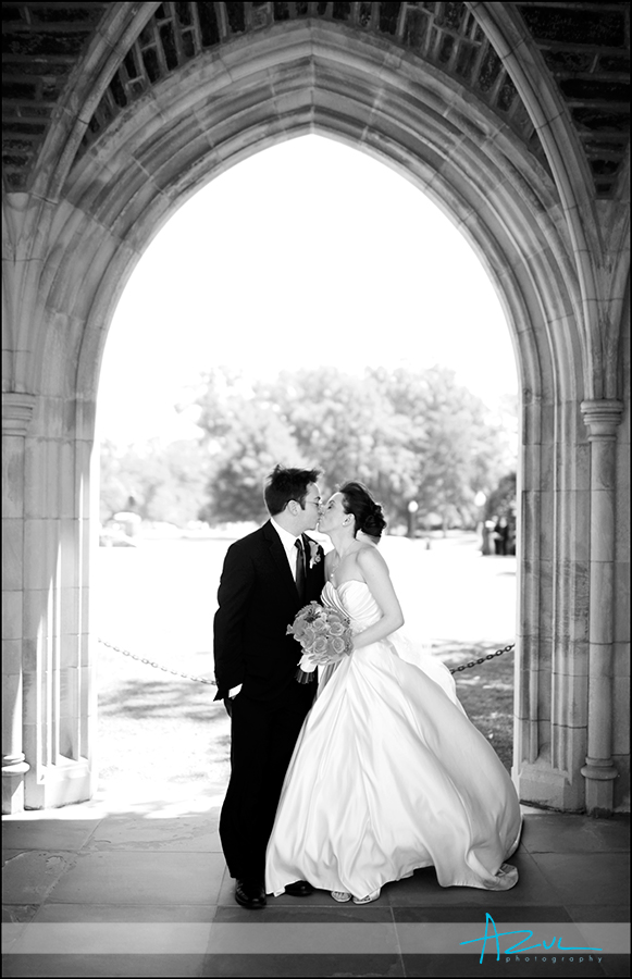Bride and groom portrait after wedding Durham NC