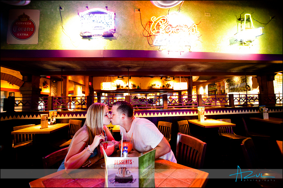 Kiss at On The Border Raleigh NC engagement and wedding photographer