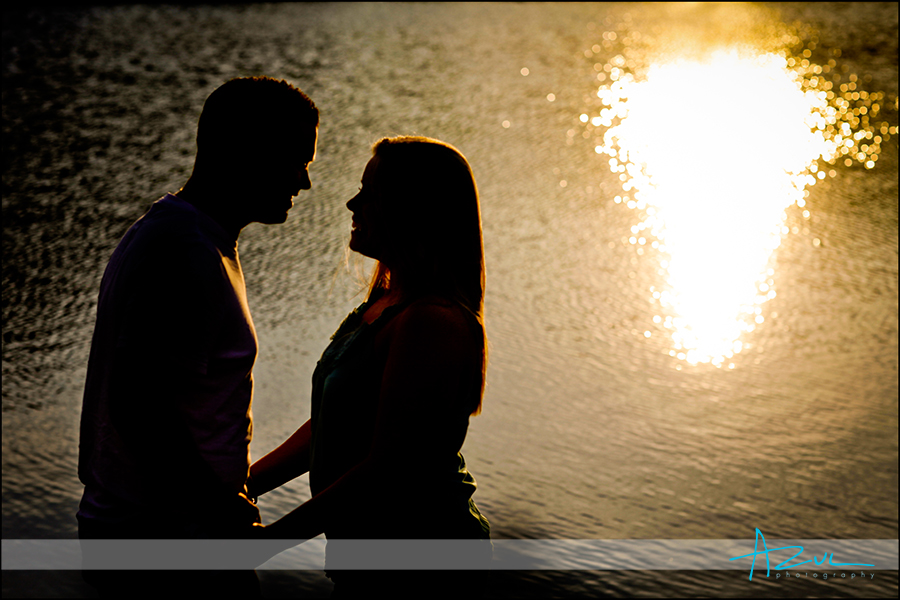 Sunset at the pond Creative Raleigh engagement session Raleigh NC
