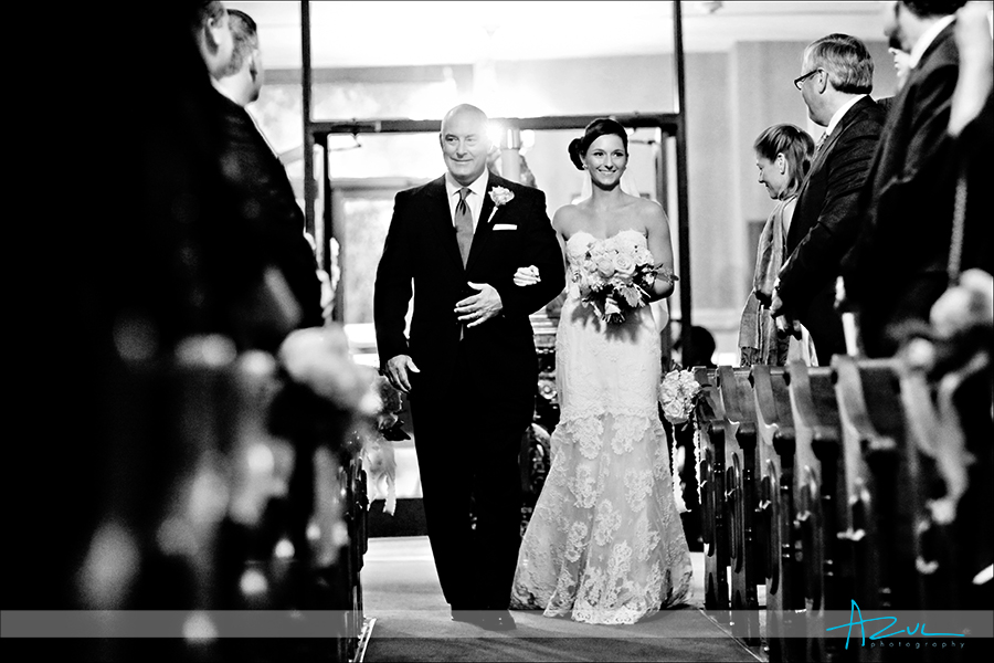 Abbey walks down the aisle with dad Creative wedding day ceremony photography